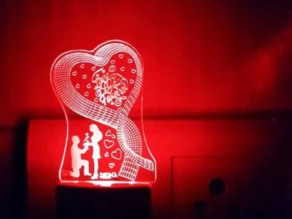 DIONA Love You Forever Romantic Couple 3D Illusion LED Multi Color Valentine Day Gift Night Lamp